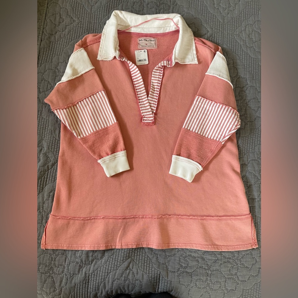 Free people Clean Prep Polo in Rosetta Combo